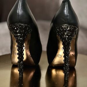 Betsey Johnson black high studded heels pumps